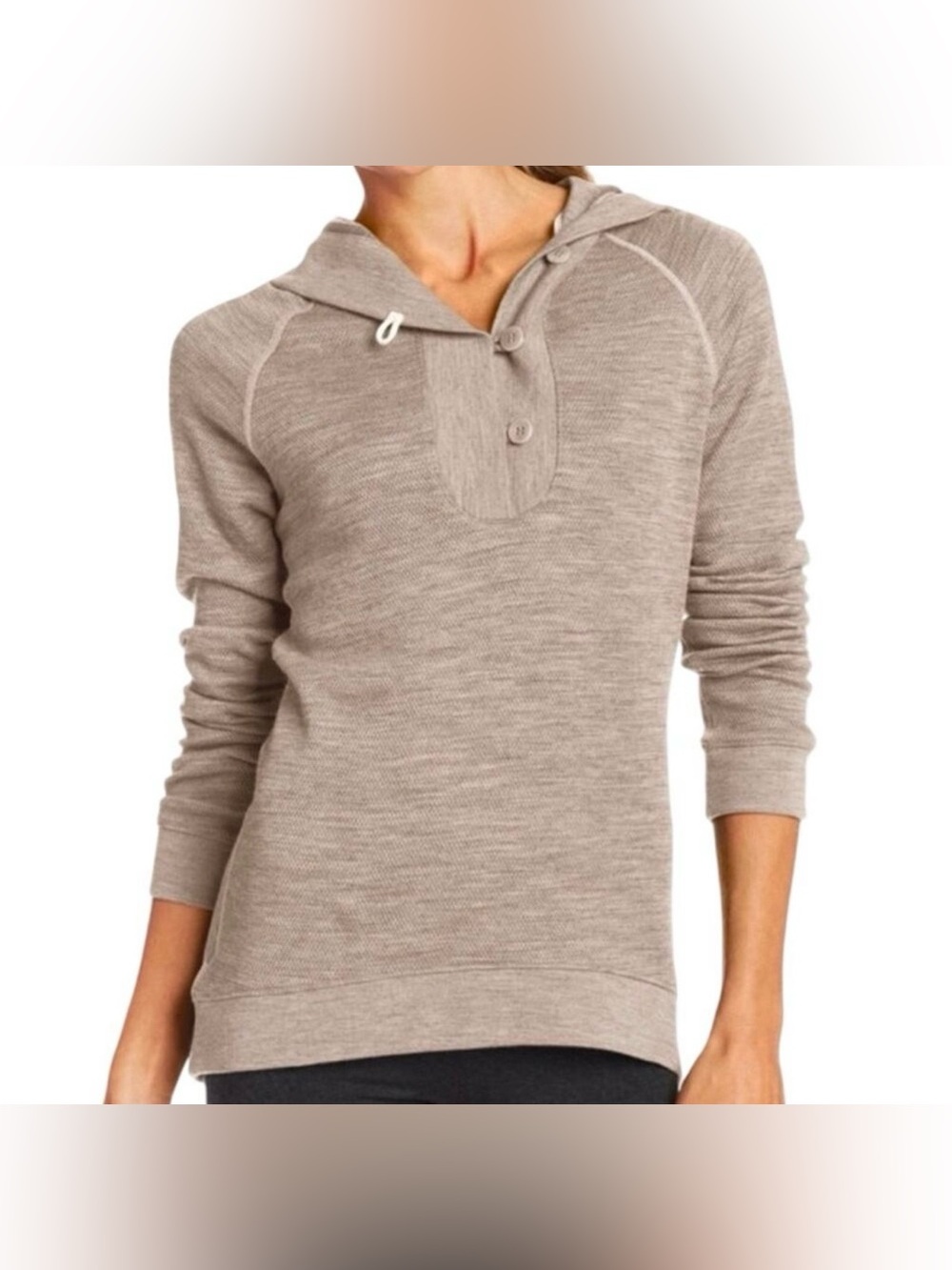Icebreaker Merino Hooded Crave Henley in Taupe Heather Size Small